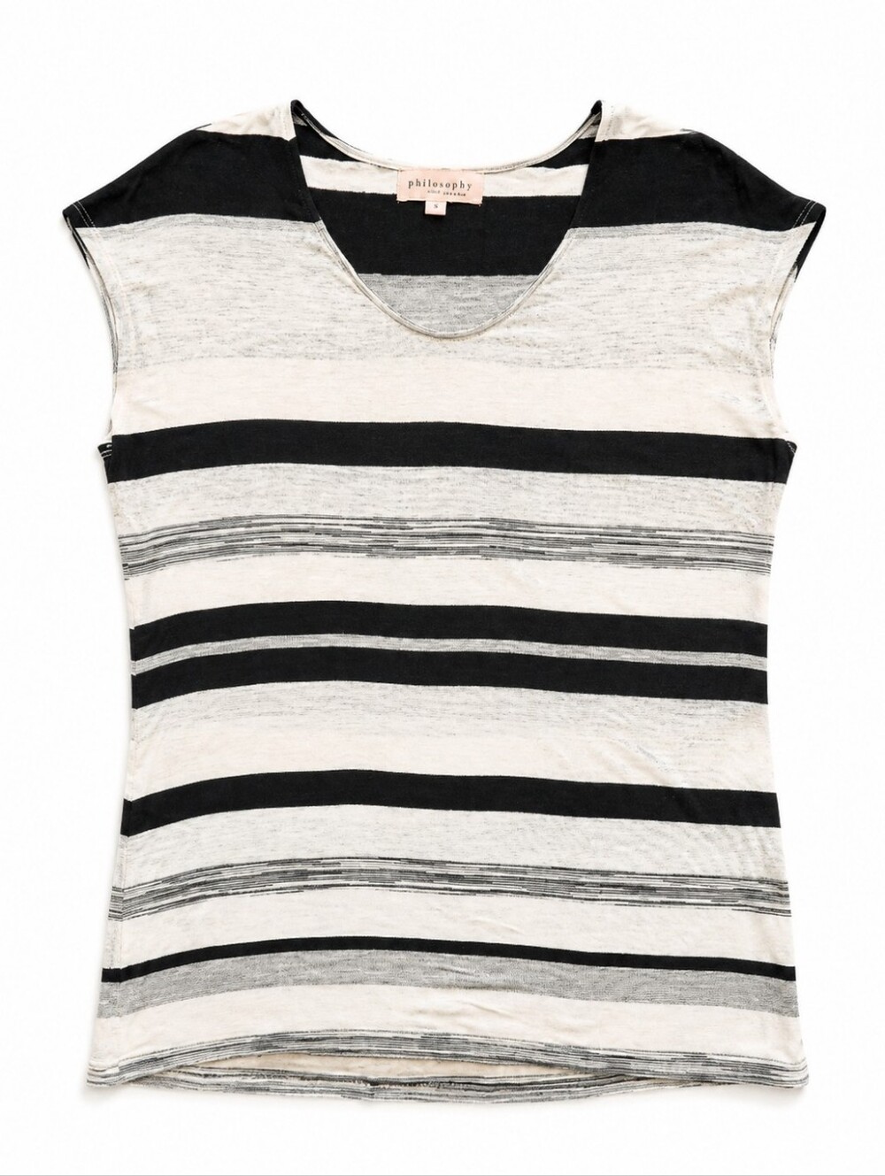 Philosophy Women's Top Shirt Tee Black and White Striped Size S